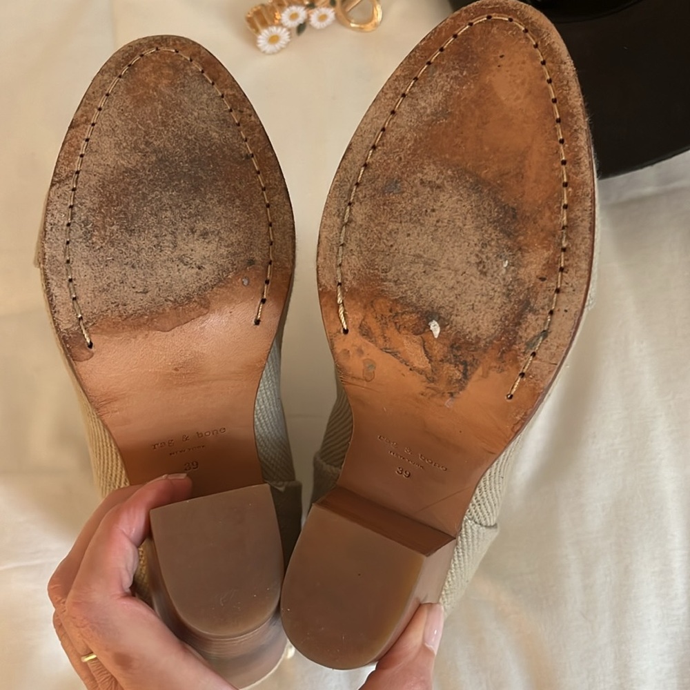 Rag & Bone Newbury taupe canvas and leather boots - Picture 16 of 17